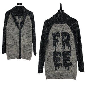 Wilfred Free FREE grey charcoal wool alpaca chunky knit full  zip sweater size S